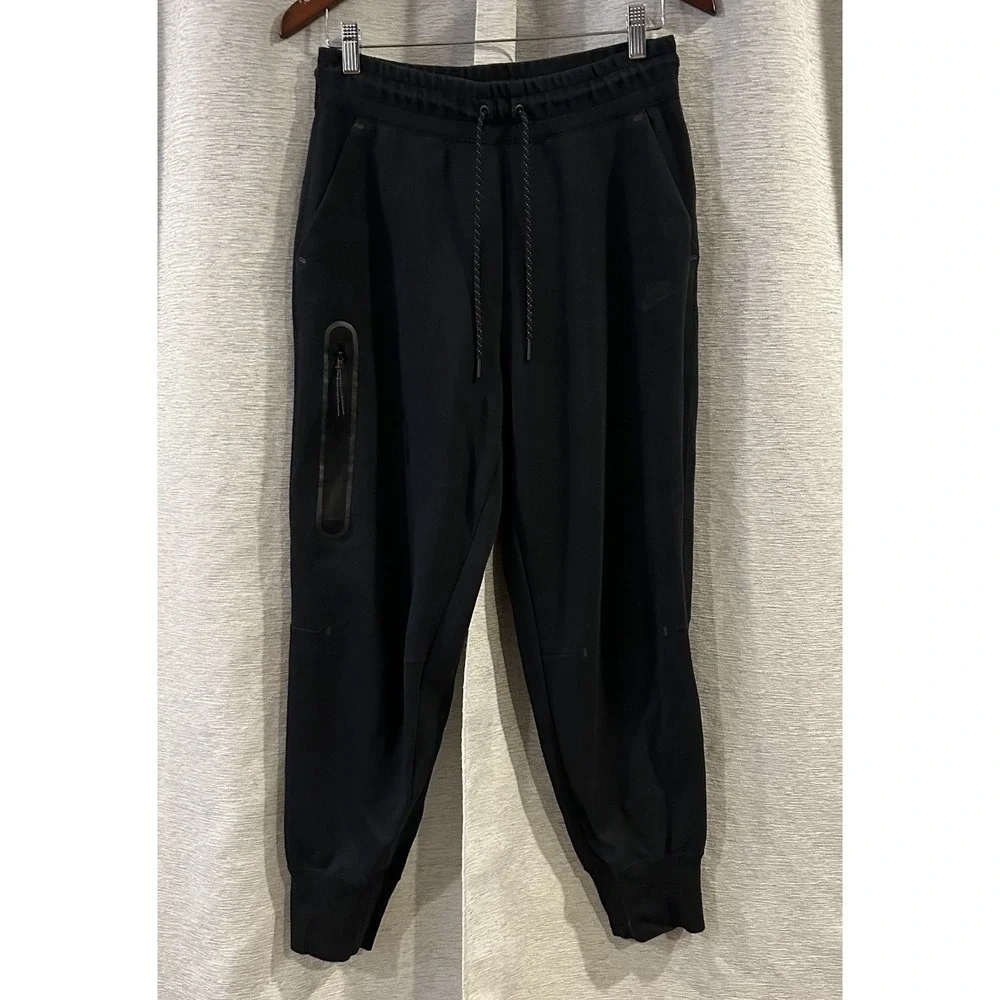 Nike Tech Fleece‎ Pants Mens Medium Black Joggers Tapered Zipper Pocket